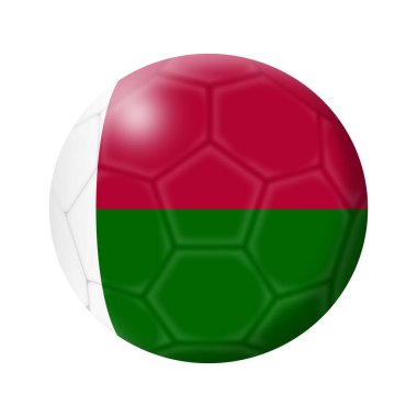 Madagaskar futbol topu 3D illüstrasyon. Kırpma yolu beyaz üzerine izole edilmiş.