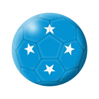 Bir Mikronezya futbol topu 3D illüstrasyon kırpma yolu ile beyaza izole