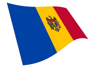 Kırpma yolu 3d illüstrasyonlu beyaz üzerine izole edilmiş bir Moldova bayrak sallama grafiği