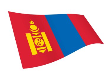 Bir Moğolistan dalgalanan bayrak grafik kırpma yolu ile beyaz izole 3d illüstrasyon