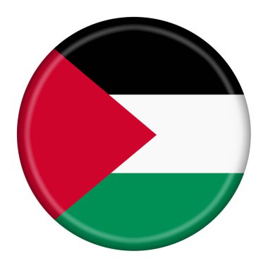 Bir Filistin bayrağı düğmesi kırpma yolu ile 3d illüstrasyon