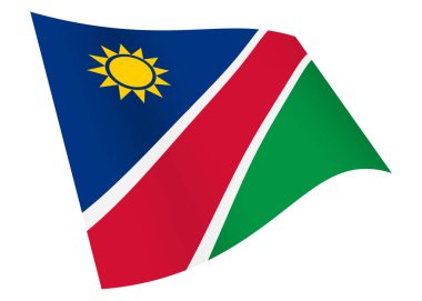 Bir Namibya dalgalanan bayrak grafik kırpma yolu 3d illüstrasyon ile beyaz izole