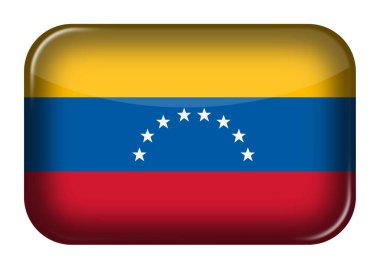 Bir Venezuela web simgesi dikdörtgen düğmesi kırpma yolu 3d illüstrasyon