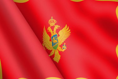 Karadağ 'da 3d bayrak sallayan rüzgâr dalgalanması