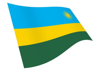 Kırpma yolu ile beyaz üzerinde izole edilmiş bir Ruanda bayrak sallama grafiği