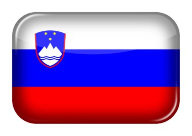 Bir Slovenya web simgesi dikdörtgen düğmesi ve kırpma yolu 3d illüstrasyonu