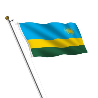 Kırpma yolu beyaz üzerine bir Ruanda Bayrak Direği 3d illüstrasyonu