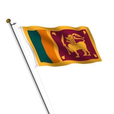 Kırpma yolu beyaz üzerine Sri Lanka Bayrak Direği 3D illüstrasyon