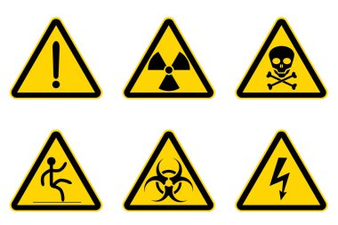 Bir tehlike işareti simgesi kırpma yolu dikkat radyasyon kafatası kayması bio elektrik