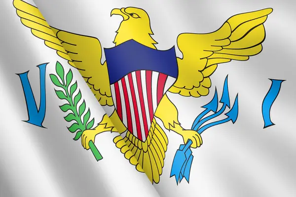 Bir ABD Virjin Adaları bayrağı 3D illüstrasyon rüzgarı dalgalanması