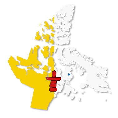 Bir Nunavut Bölgesi Kanada Kırpma yolu ile Bayrak Haritası