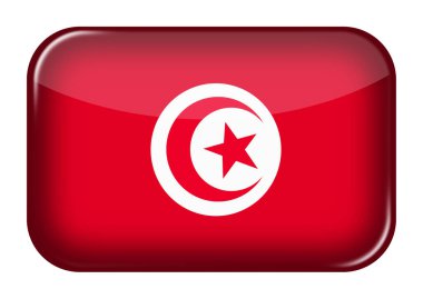 Bir Tunus web simgesi dikdörtgen düğmesi kırpma yolu 3d illüstrasyon