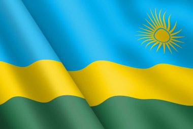 Bir Rwanda bayrak sallıyor Rüzgar dalgalanması