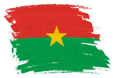 Burkina bayraklı arka plan boyası kırpma yolu ile fırça darbesi 3D illüstrasyon