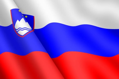 Slovenya 'da 3d bayrak sallayan rüzgar dalgalanması