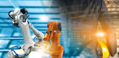 Robotlar, yapay zeka ve mühendisler tarafından üretim endüstrisi