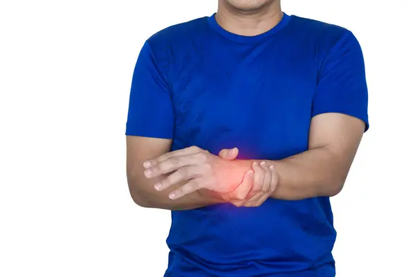 stock image Man has wrist pain, inflammation of the bones and tendons