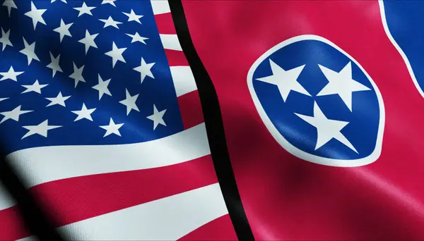 Acenando Tennessee Eua Vista Fecho Bandeira Fusão — Fotografia de Stock