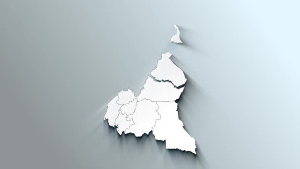 Mapa Branco Moderno Camarões Com Regiões — Vídeo de Stock