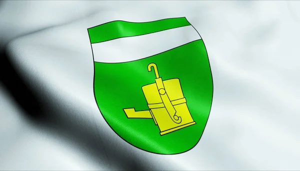 挥动克罗地亚城市国旗Mursko Sredisce的3D图像 — 图库照片