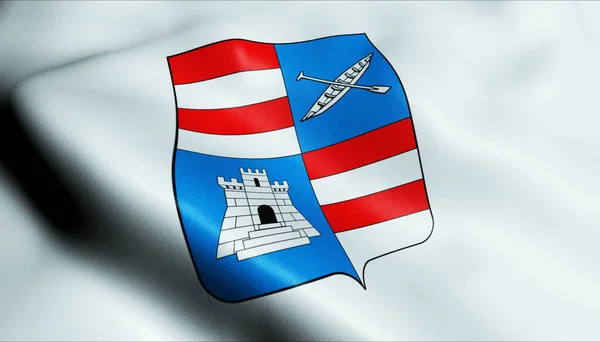 Dubrovnik Neretva挥动克罗地亚县旗的3D图像 — 图库照片