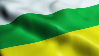 Zamora Chinchipe 'nin Ekvador Eyaleti bayrağının 3 boyutlu görüntüsü