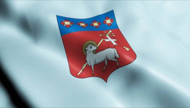 3D Illustration of a waving Hungary city flag of Besenyszog