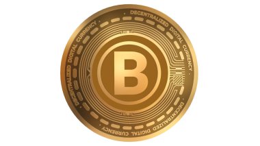 Blockmason Mezar İşaretinin Altın Kriptosu Beyaz Arkaplanda İzole Edildi