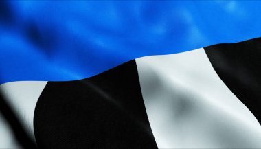 Drnholec 'in sallanan Çek şehir bayrağının 3D görüntüsü