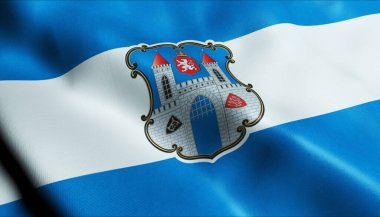 Liten 'in sallanan Çek şehir bayrağının 3D görüntüsü