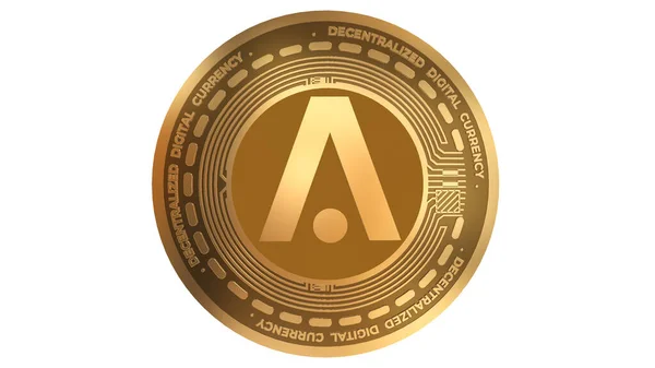 Goldene Kryptowährung Von Aion Sign Isoliert Auf Weißem Hintergrund — Stockfoto