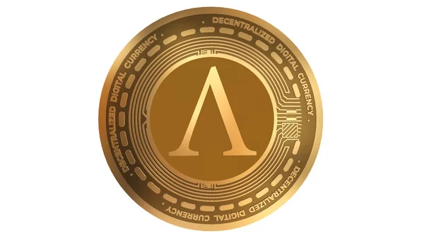 Amplefordの黄金の暗号通貨白い背景に隔離されたAmplサイン — ストック写真