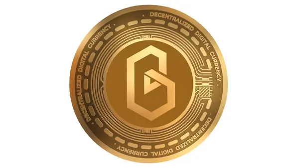 Goldene Kryptowährung Des Band Protocol Sign Isoliert Auf Weißem Hintergrund — Stockfoto