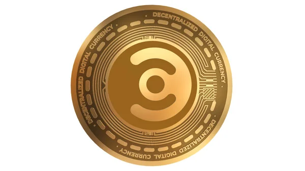 Goldene Kryptowährung Von Commercium Cmm Zeichen Isoliert Auf Weißem Hintergrund — Stockfoto