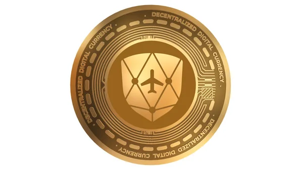 Goldene Kryptowährung Von Aeron Arnx Auf Weißem Hintergrund Isoliert — Stockfoto