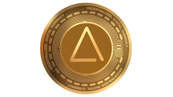 Χρυσή Cryptocurrency Του Agrello Delta Dlt Sign Απομονωμένο Λευκό Φόντο — Φωτογραφία Αρχείου