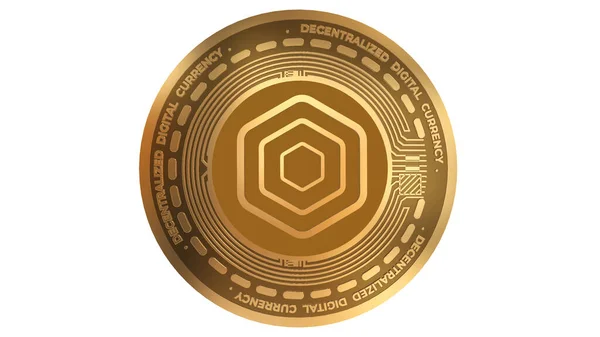 アクロポリスの黄金の暗号通貨白の背景に隔離されたAkroサイン — ストック写真