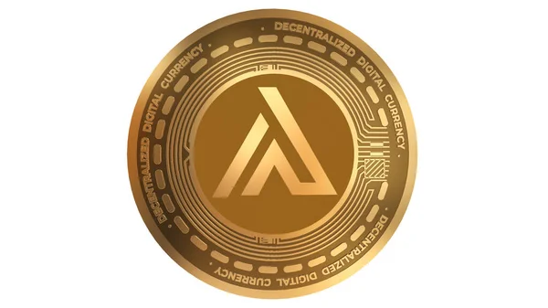 Golden Cryptocurrency Apollo Valuta Apl Sign Izolált Fehér Háttér — Stock Fotó