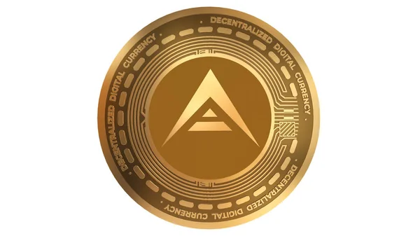 Arany Cryptocurrency Ark Sign Izolált Fehér Háttér — Stock Fotó