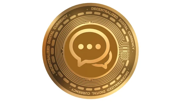 Золота Криптовалюта Chatcoin Chat Sign Isoled White Background — стокове фото