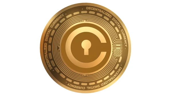 Golden Cryptocurrency Civic Cvc Sign Elszigetelt Fehér Háttér — Stock Fotó