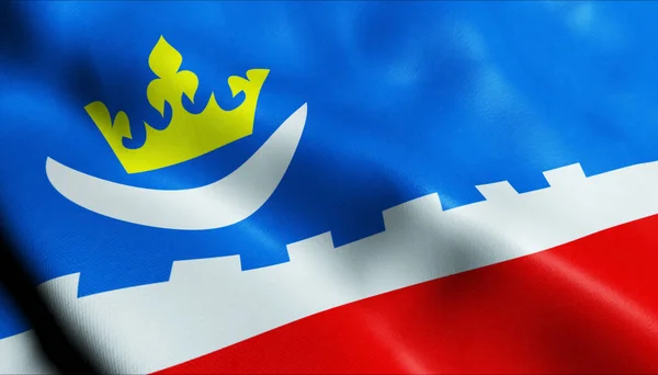 Illustration Vinkande Tjeckisk Stad Flagga Peckapecka — Stockfoto