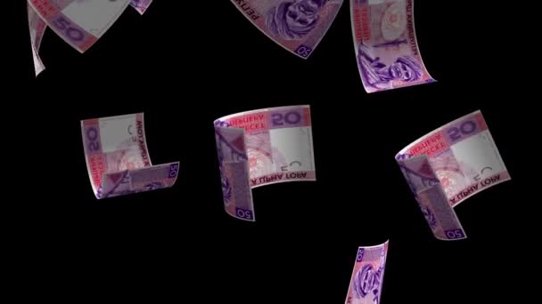 Caindo Montenegro Dinheiro Notas — Vídeo de Stock