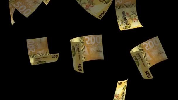 Falling Seychelles 500 Rupias Billete Dinero — Vídeos de Stock