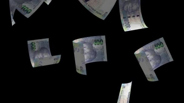 Padající Jižní Afrika 100 Rand Money Banknote — Stock video