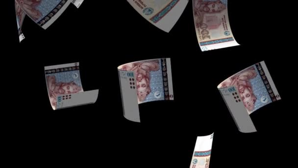 Fallende Tadschikische 100 Somoni Banknote — Stockvideo