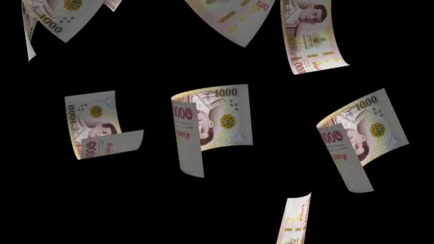 Caída Billetes Dinero Tailandia — Vídeos de Stock