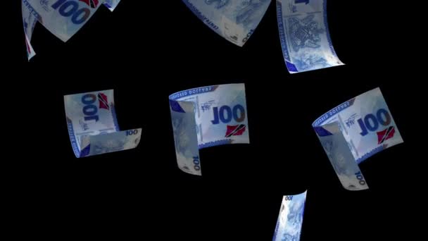 Caindo Trinidad Tobago 100 Dólares Dinheiro Notas — Vídeo de Stock