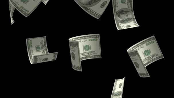 Падение Банкноты 100 Долларов Сша — стоковое видео