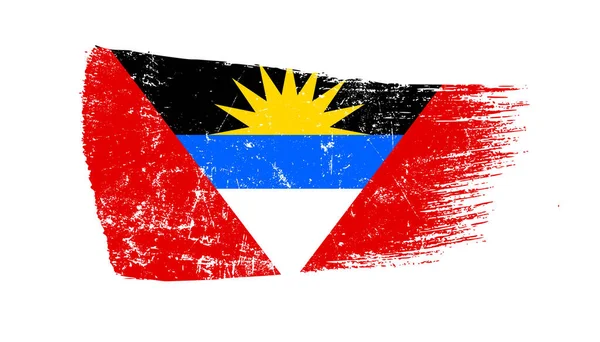 Antigua Barbuda Bayrağı Ile Grunge Fırça Vuruşu — Stok fotoğraf